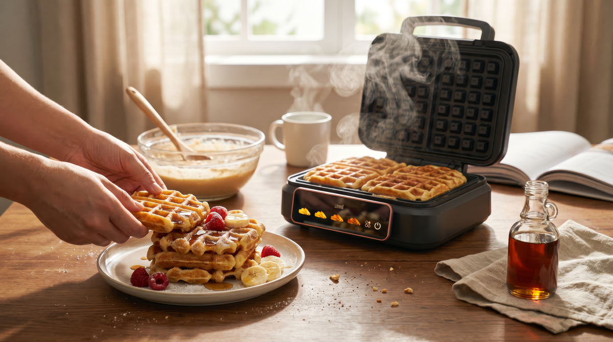 Livwell Matte Gray Smart Touch Waffle Maker