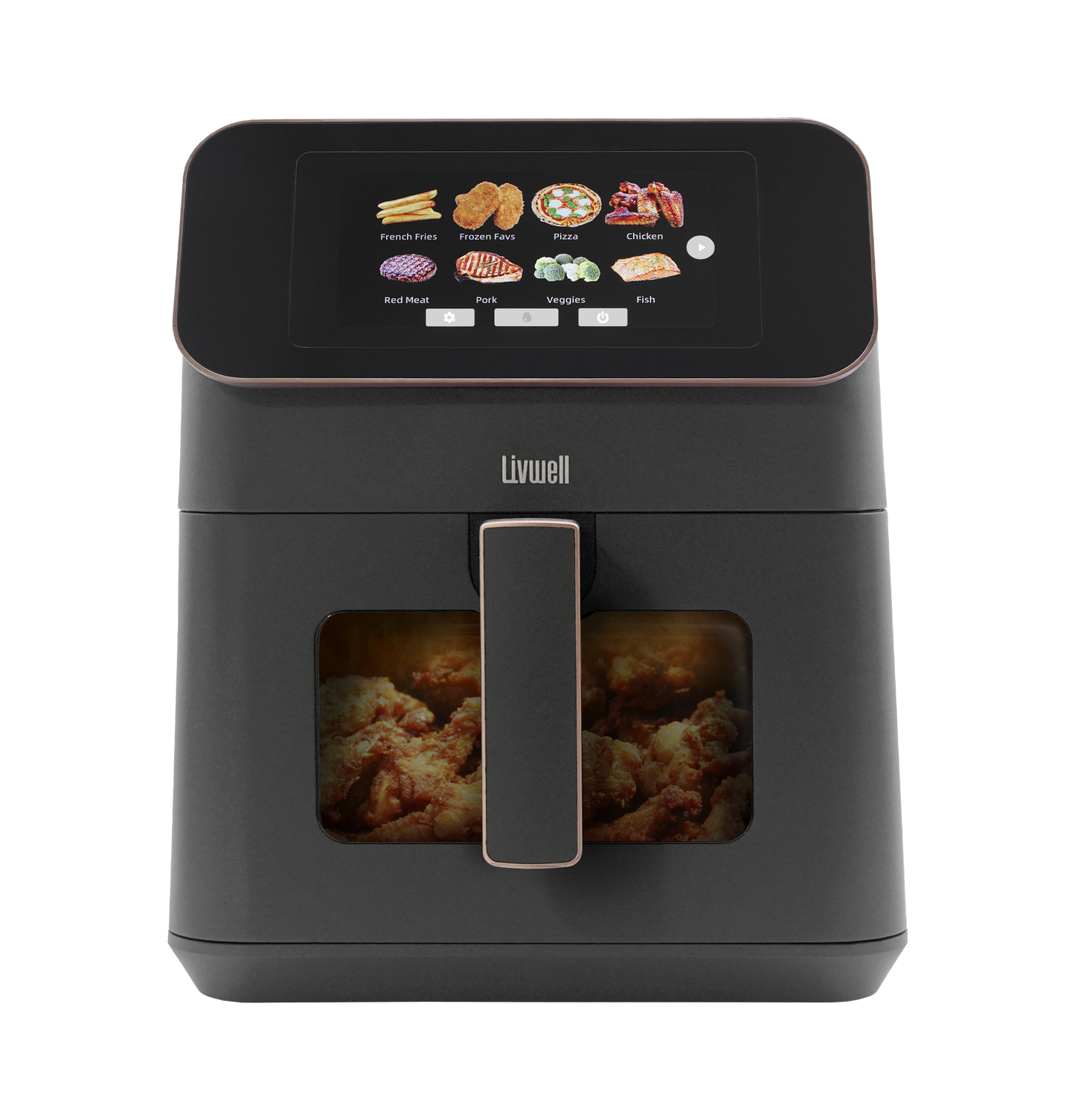 Livwell Touch IQ Matte Grey Air Fryer with Recipes