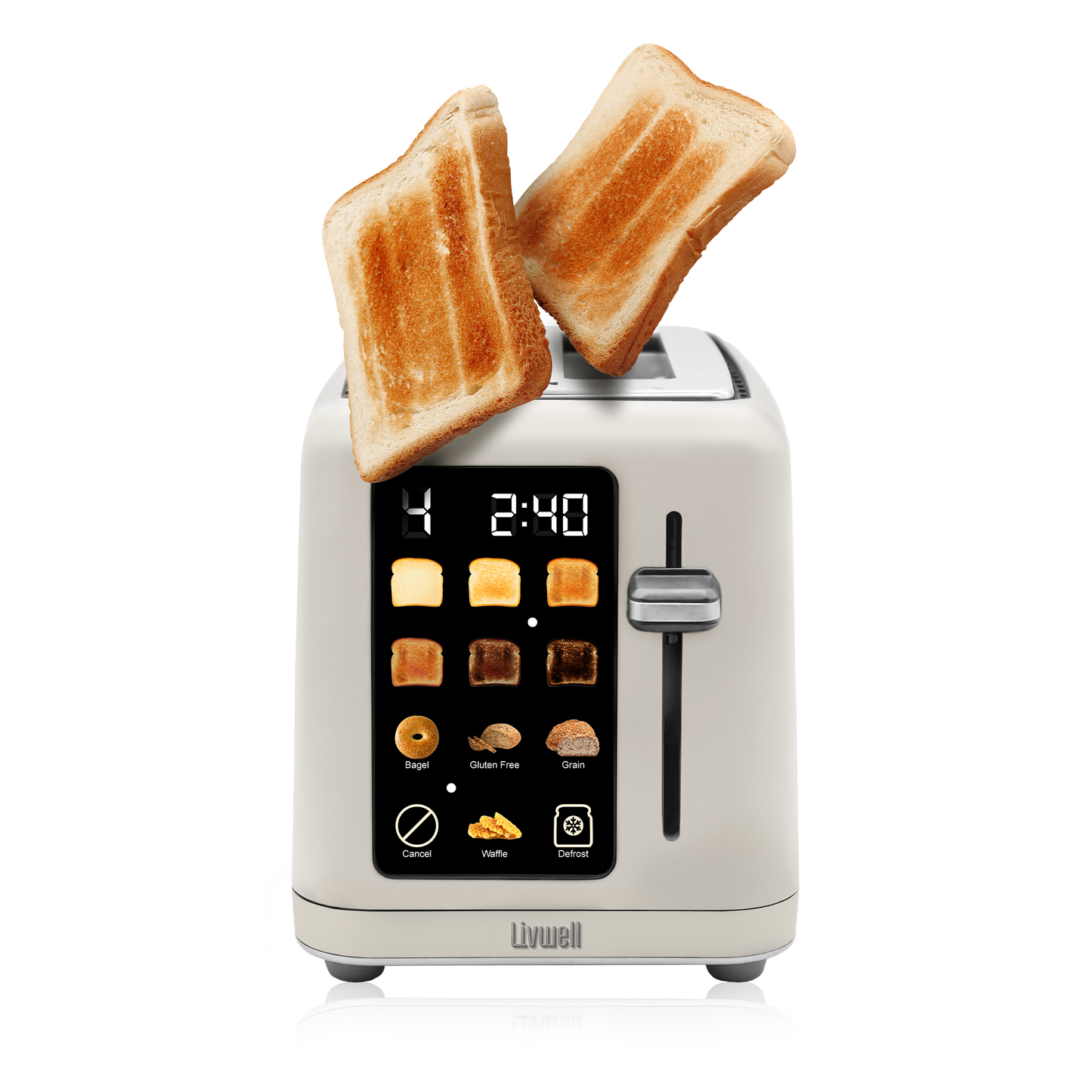 Livwell Cream Matte 2-Slice Smart Touch Toaster