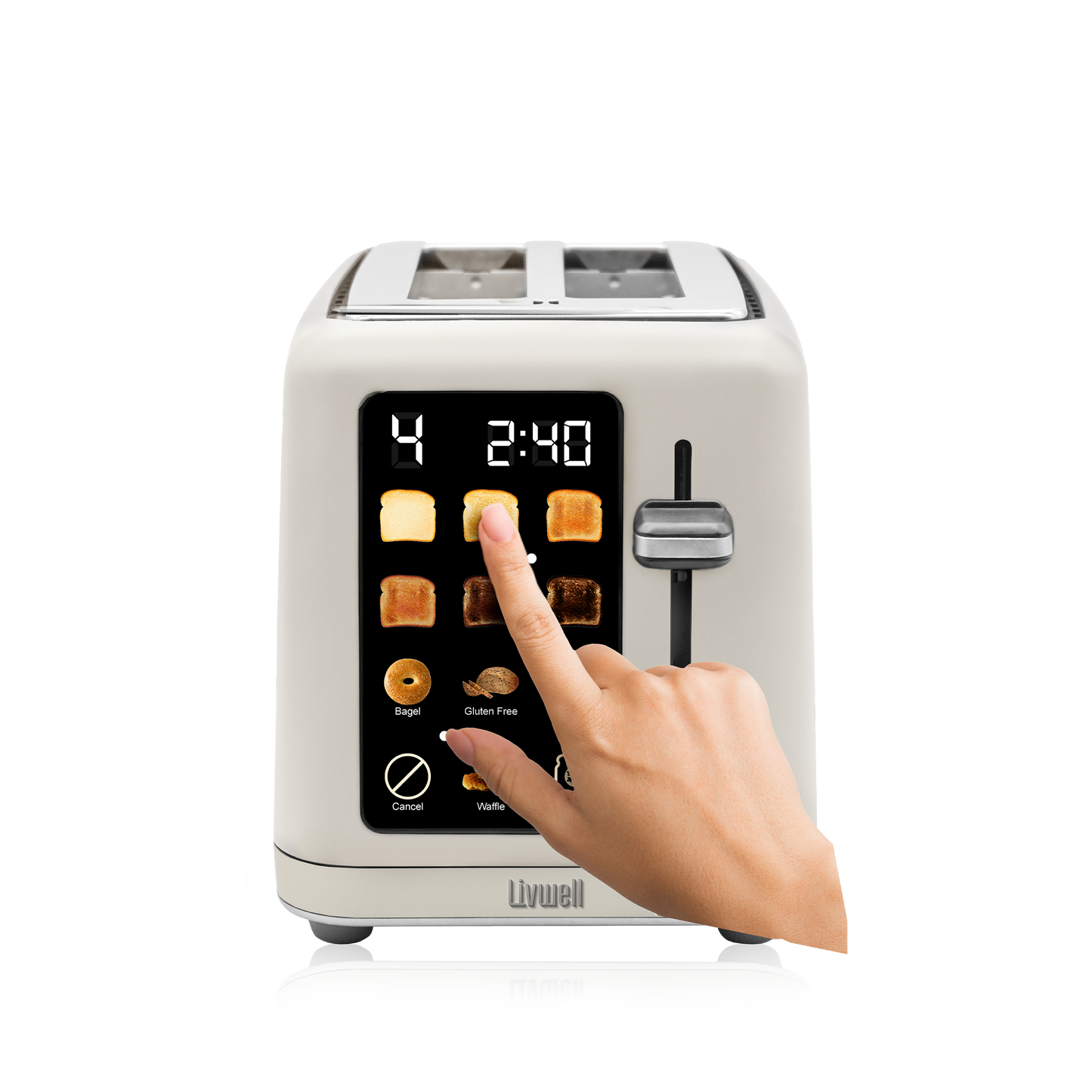 Livwell Cream Matte 2-Slice Smart Touch Toaster