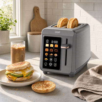 Livwell Gunmetal Gray 2-Slice Smart Touch Toaster