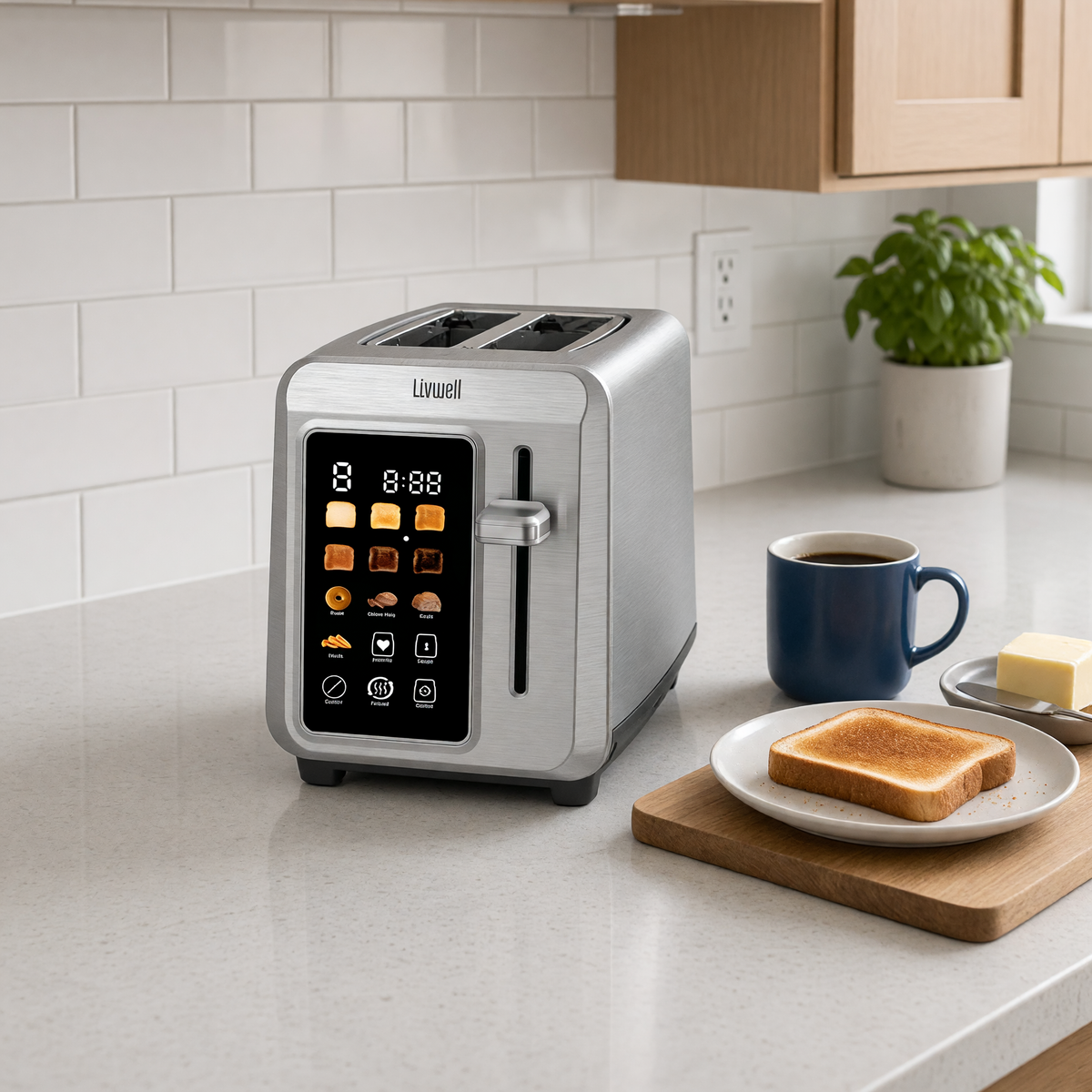 Livwell Stainless Steel 2-Slice Smart Touch Toaster