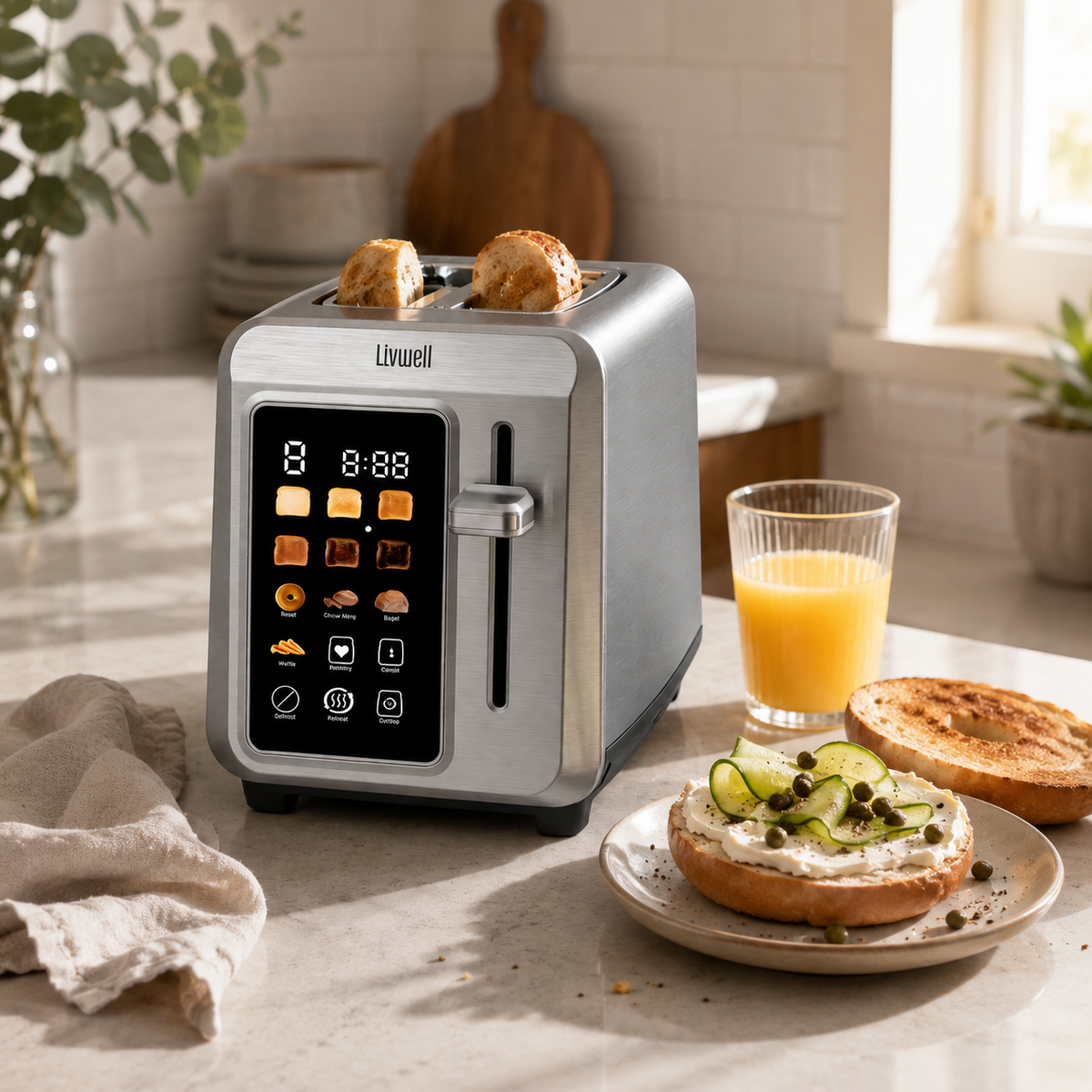 Livwell Stainless Steel 2-Slice Smart Touch Toaster