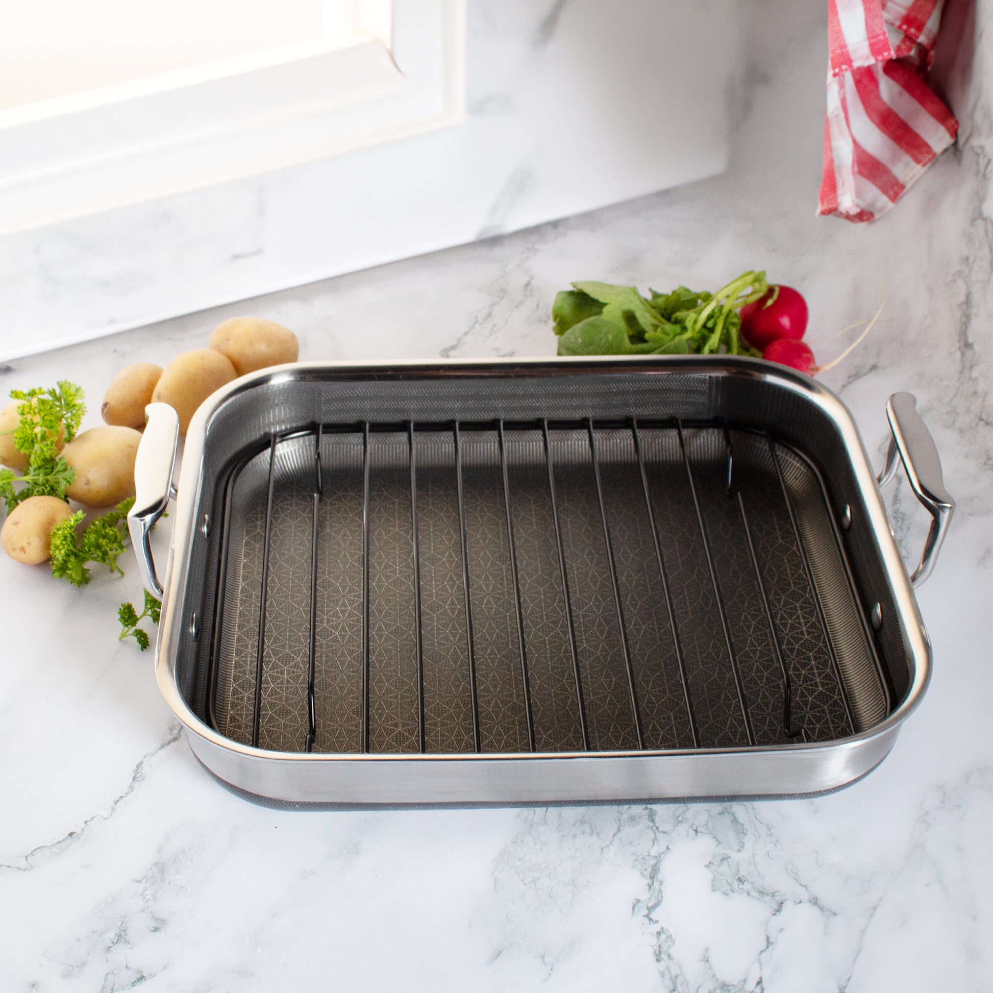 DiamondClad™ Hybrid Nonstick Roasting Pan with Rack Livwell