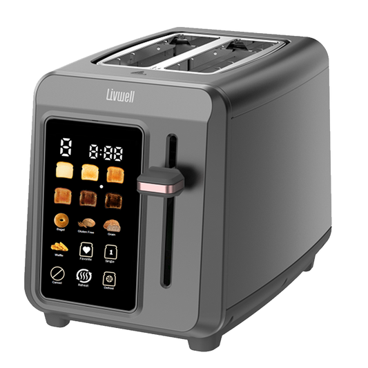 Livwell Gunmetal Gray 2-Slice Smart Touch Toaster